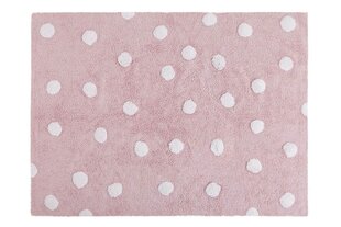 Skalbiamas medvilninis kilimas Polka Dots Pink-White 120x160cm kaina ir informacija | Kilimai | pigu.lt