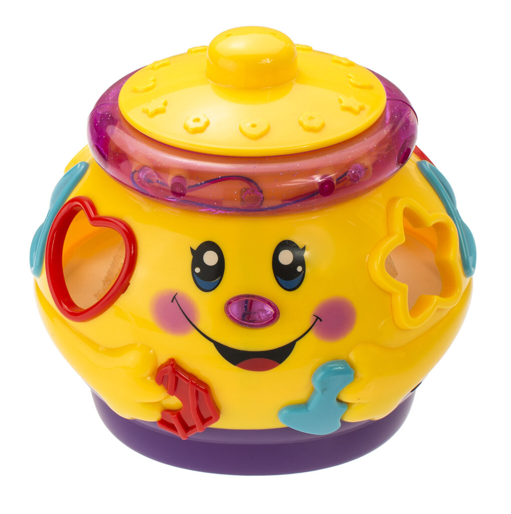 Kaladėlių rūšiuoklė, muzikinis puodelis, geltonas цена и информация | Lavinamieji žaislai | pigu.lt