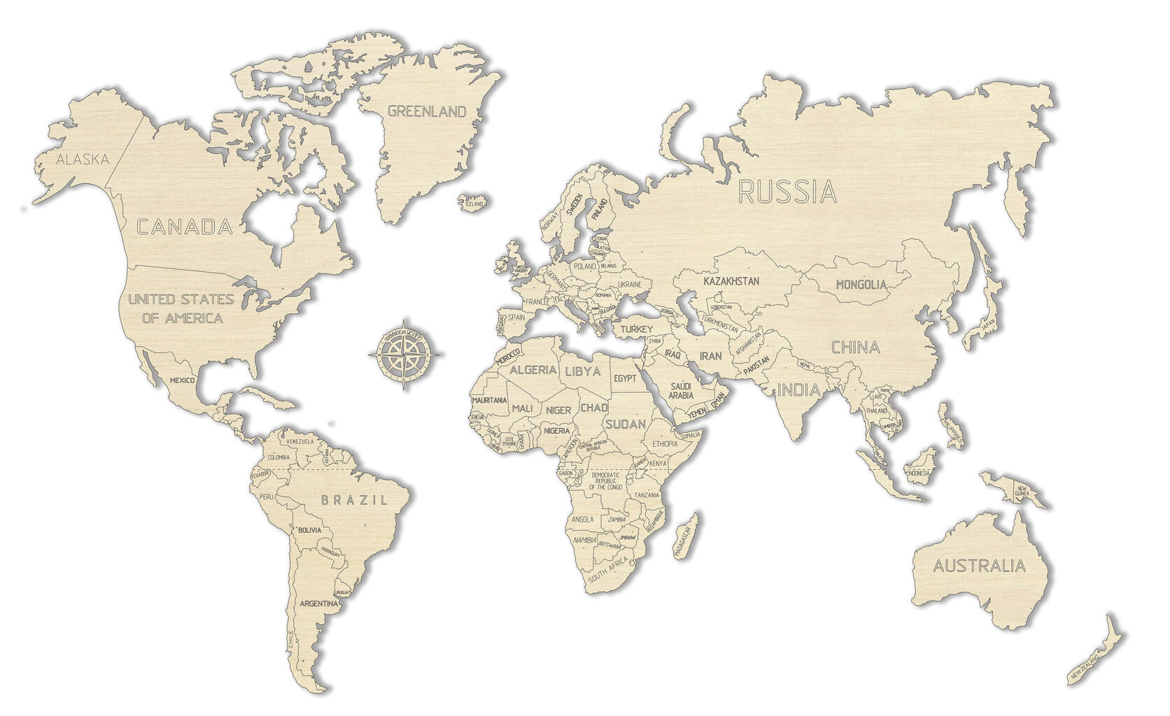 Medinis Wooden city pasaulio žemėlapis, L dydis kaina ir informacija | Žemėlapiai | pigu.lt