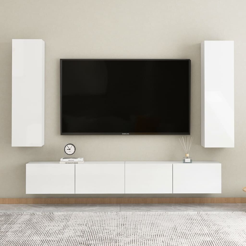 Televizoriaus spintelė, 30,5x30x110 cm, balta kaina ir informacija | TV staliukai | pigu.lt