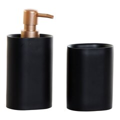 Набор для ванной DKD Home Decor Чёрный PVC Смола Позолоченный Glam (2 pcs) (8.5 x 6 x 18 cm) цена и информация | Аксессуары для ванной комнаты | pigu.lt