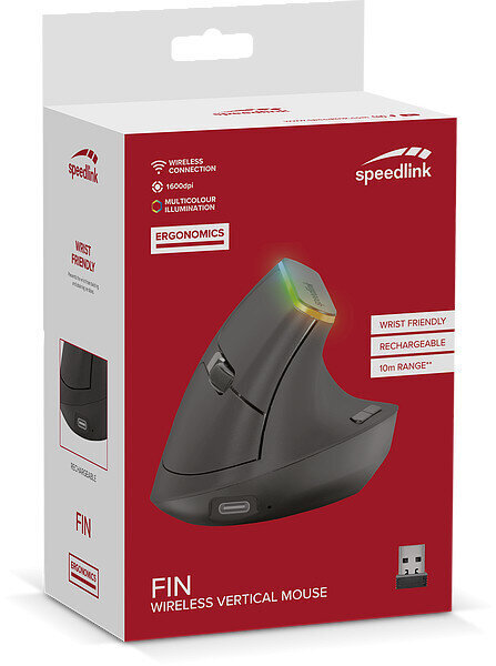 Speedlink Fin Ergonomic SL-630025-BK kaina ir informacija | Pelės | pigu.lt