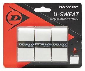 Намотка верхняя Dunlop U-Sweat белая 3шт. цена и информация | Товары для большого тенниса | pigu.lt