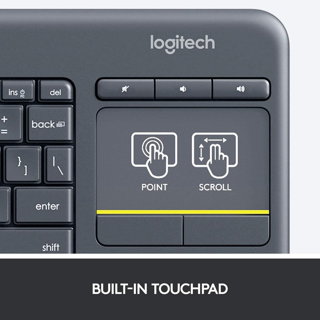 Logitech K400 Plus white (IT layout) kaina ir informacija | Klaviatūros | pigu.lt