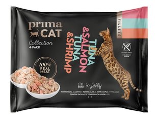 PrimaCat Tuno ir lašišos /Tuno ir krevečių filė drebučiuose, 4 x 50 g цена и информация | Консервы для кошек | pigu.lt