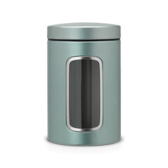 Контейнер Brabantia Metallic Mint для хранения продуктов с окошком, 1,4 л, цвет мятный цена и информация | Посуда для хранения еды | pigu.lt