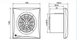 Vonios kambario ventiliatorius Soler&Palau Silent-100 CRZ SILVER su reguliuojamu laikmačiu kaina ir informacija | Vonios ventiliatoriai | pigu.lt