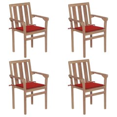 Sodo kėdės su pagalvėlėmis, 4 vnt, rudas kaina ir informacija | Lauko kėdės, foteliai, pufai | pigu.lt
