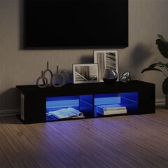 Televizoriaus spintelė su LED apšvietimu, 135x39x30 cm, juoda цена и информация | Тумбы под телевизор | pigu.lt