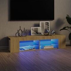 Televizoriaus spintelė su LED apšvietimu, 135x39x30 cm, ruda цена и информация | Тумбы под телевизор | pigu.lt