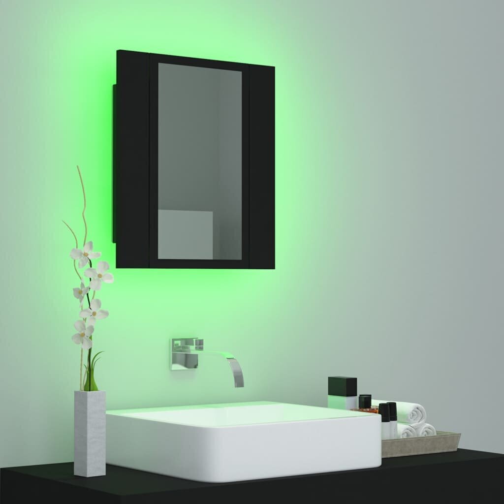 Vonios spintelė vidaXL LED 40, juoda kaina ir informacija | Vonios spintelės | pigu.lt