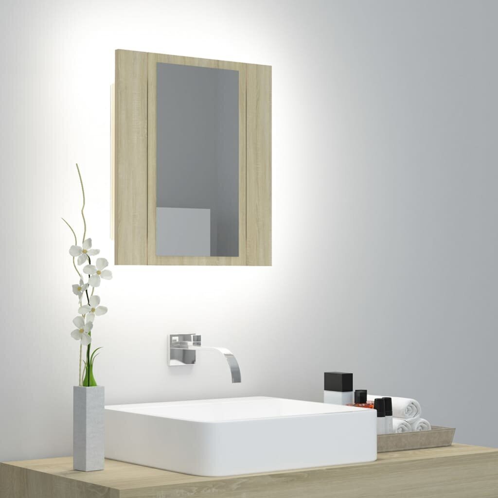 Vonios spintelė vidaXL LED 40, ruda kaina ir informacija | Vonios spintelės | pigu.lt