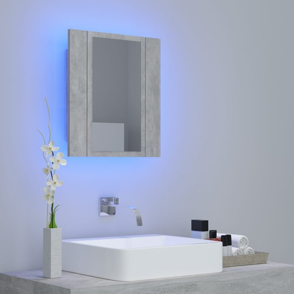 Vonios spintelė vidaXL LED 40, pilka kaina ir informacija | Vonios spintelės | pigu.lt