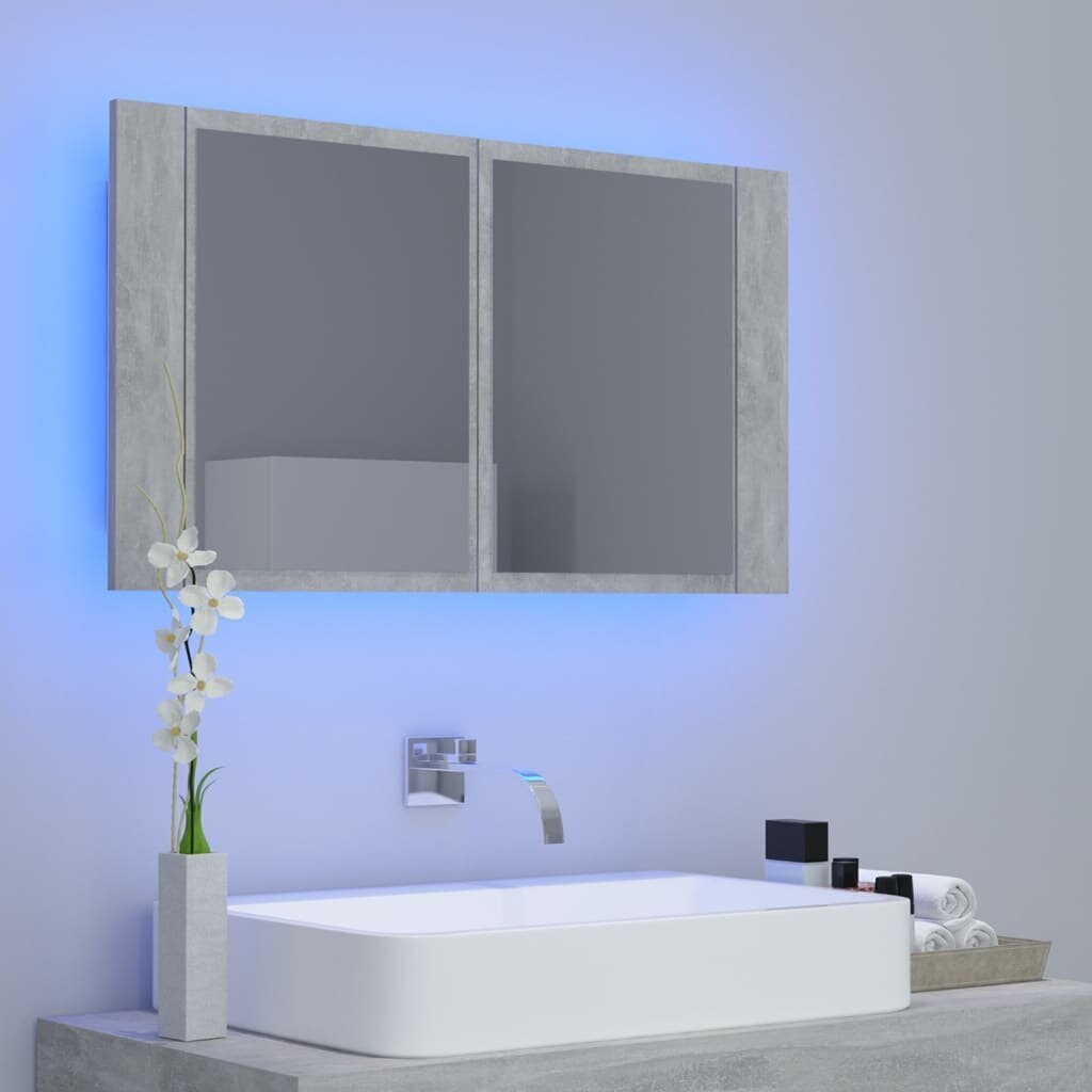Vonios spintelė vidaXL LED 80, pilka kaina ir informacija | Vonios spintelės | pigu.lt