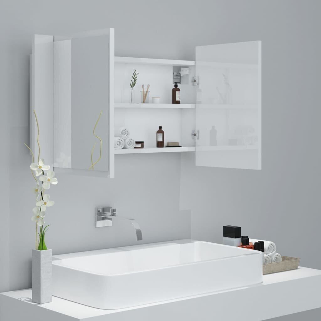 Vonios spintelė vidaXL LED 80, balta kaina ir informacija | Vonios spintelės | pigu.lt