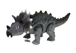 Динозавр на батарейках, серый трицератоп цена и информация | Игрушки для мальчиков | pigu.lt