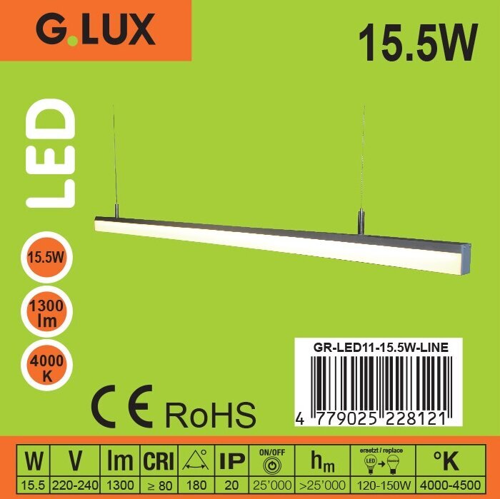 LED lubinis šviestuvas G.LUX GR-LED11-15,5W LINE kaina ir informacija | Lubiniai šviestuvai | pigu.lt