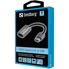 Sandberg 134-19 HDMI Capture Link to USB цена и информация | Адаптеры, USB-разветвители | pigu.lt