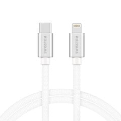 Swissten Textile Universal Quick Charge 3.1 USB-C to Lightning Data and Charging Cable 2m Silver kaina ir informacija | Swissten Buitinė technika ir elektronika | pigu.lt