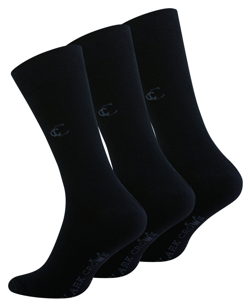 Šukuotinės medvilnės kojinės vyrams Clark Crown premium, 3 poros, juodos kaina ir informacija | Vyriškos kojinės | pigu.lt
