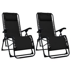 Sulankstomos terasos kėdės, 2 vnt, juodos kaina ir informacija | Lauko kėdės, foteliai, pufai | pigu.lt