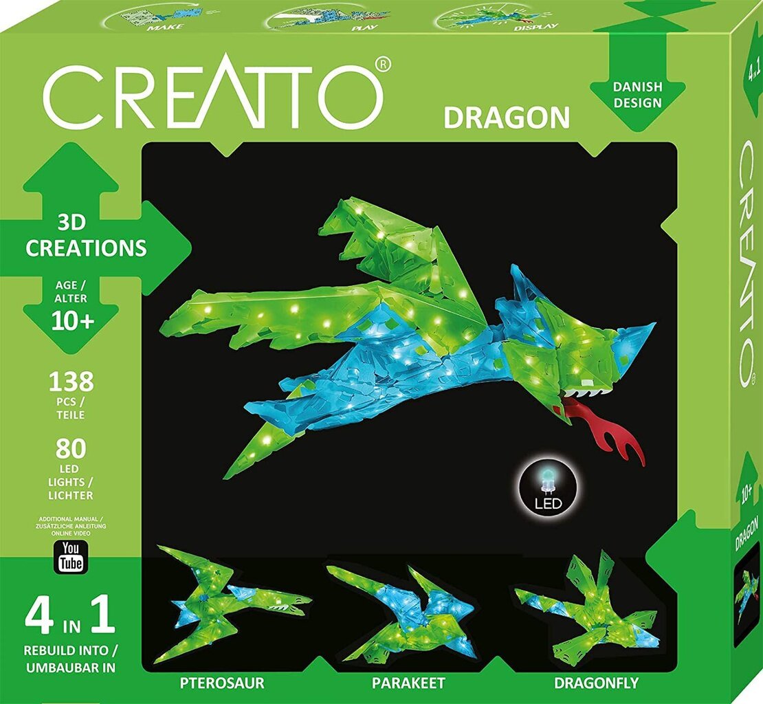 Kūrybinis rinkinys Creatto Dragon, 10 m.+ kaina ir informacija | Lavinamieji žaislai | pigu.lt