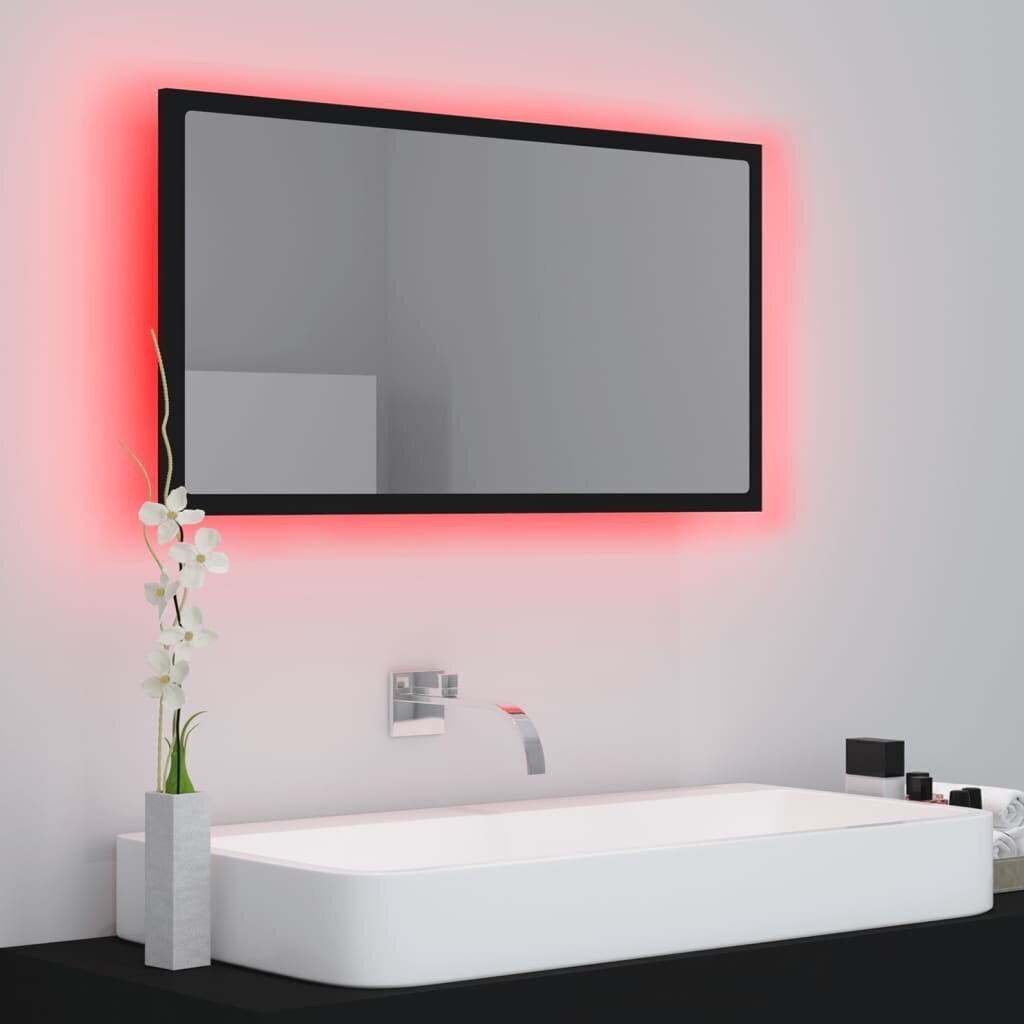 Veidrodis vidaXL LED 80, juodas kaina ir informacija | Vonios veidrodžiai | pigu.lt