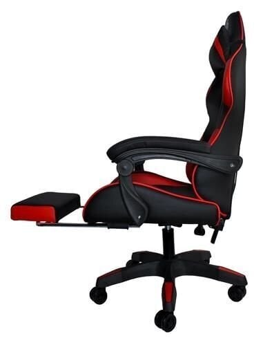 Žaidimų kėdė su kojų atrama, juoda/raudona kaina ir informacija | Biuro kėdės | pigu.lt