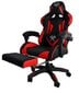 Žaidimų kėdė su kojų atrama, juoda/raudona kaina ir informacija | Biuro kėdės | pigu.lt