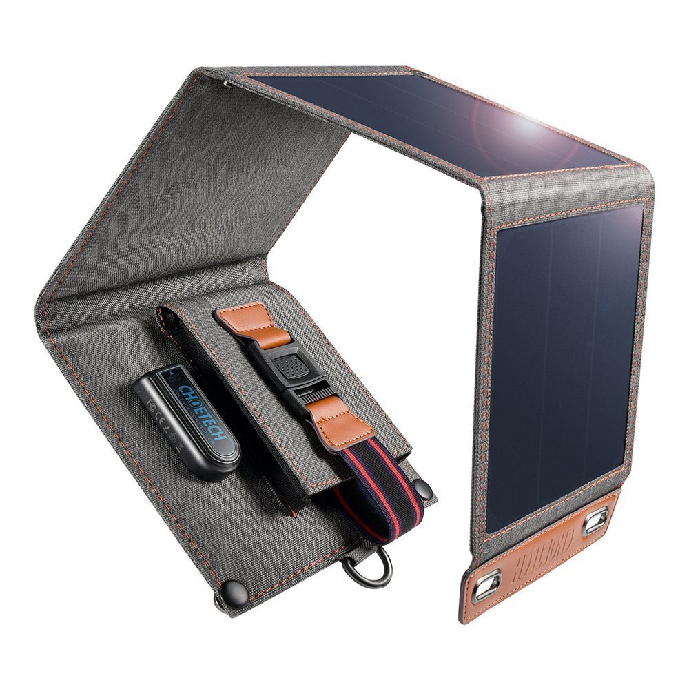 Choetech Foldable Travel Solar Solar Solar Charger 14W with USB 5V / 2.4A Solar Panel Gray (SC004) kaina ir informacija | Atsarginiai maitinimo šaltiniai (power bank) | pigu.lt