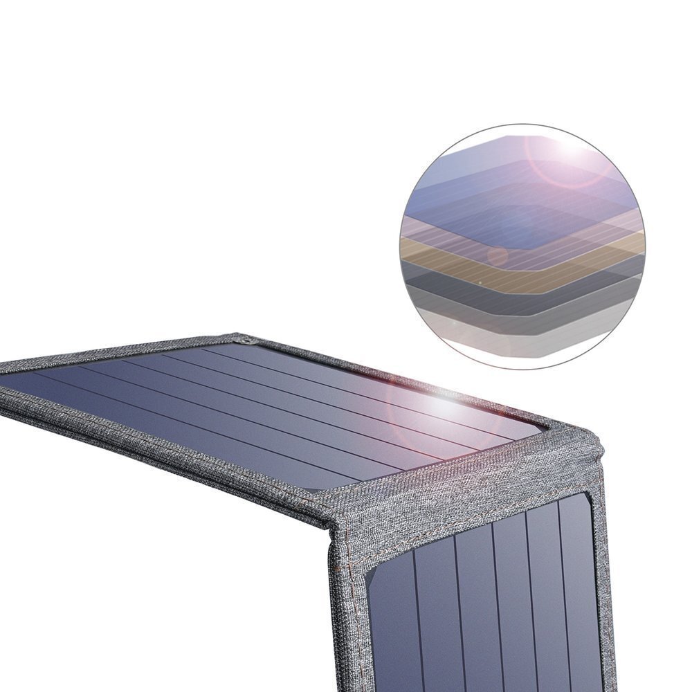 Choetech Foldable Travel Solar Solar Solar Charger 14W with USB 5V / 2.4A Solar Panel Gray (SC004) kaina ir informacija | Atsarginiai maitinimo šaltiniai (power bank) | pigu.lt