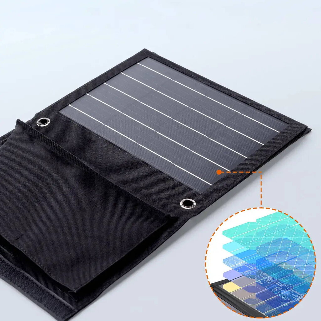 Choetech foldable travel solar solar charger 22W solar panel 2x USB 5V / 2.4A / 2.1A solar panel SC005 kaina ir informacija | Atsarginiai maitinimo šaltiniai (power bank) | pigu.lt