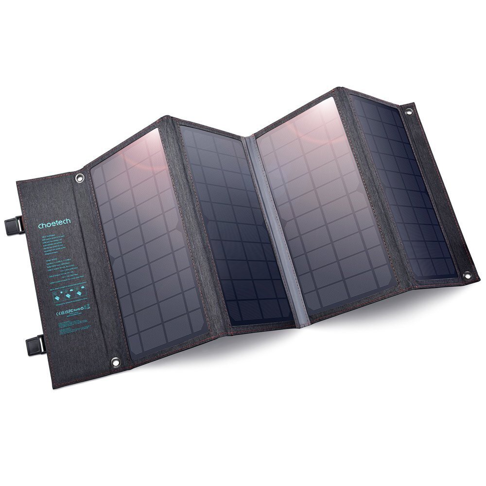 Choetech Foldable Solar Charger Solar Photovoltaic 36W Quick Charge Power Delivery USB / USB Type C (94 x 36 cm) Gray (SC006) kaina ir informacija | Atsarginiai maitinimo šaltiniai (power bank) | pigu.lt