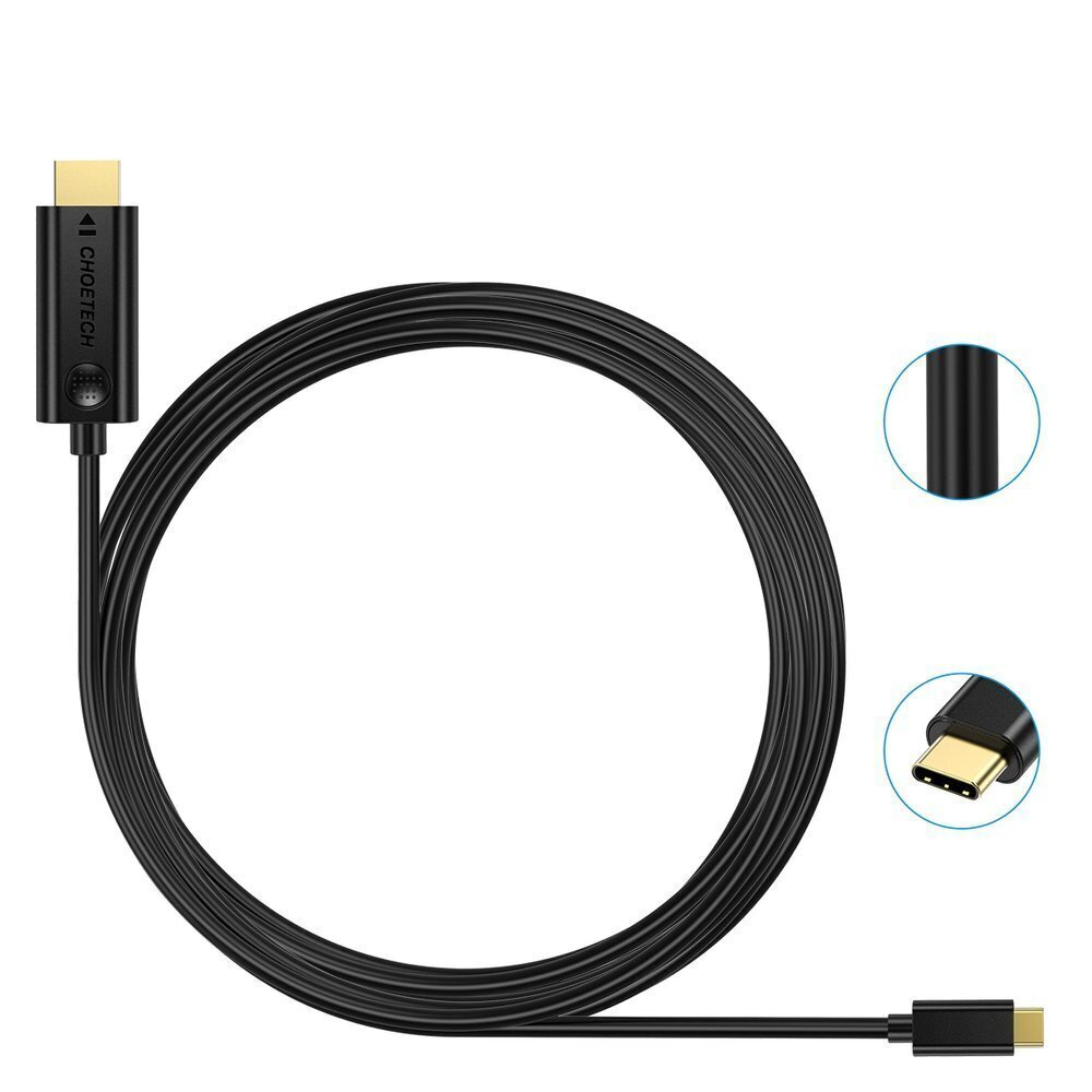 Choetech USB-C - HDMI, 3 m kaina ir informacija | Laidai telefonams | pigu.lt