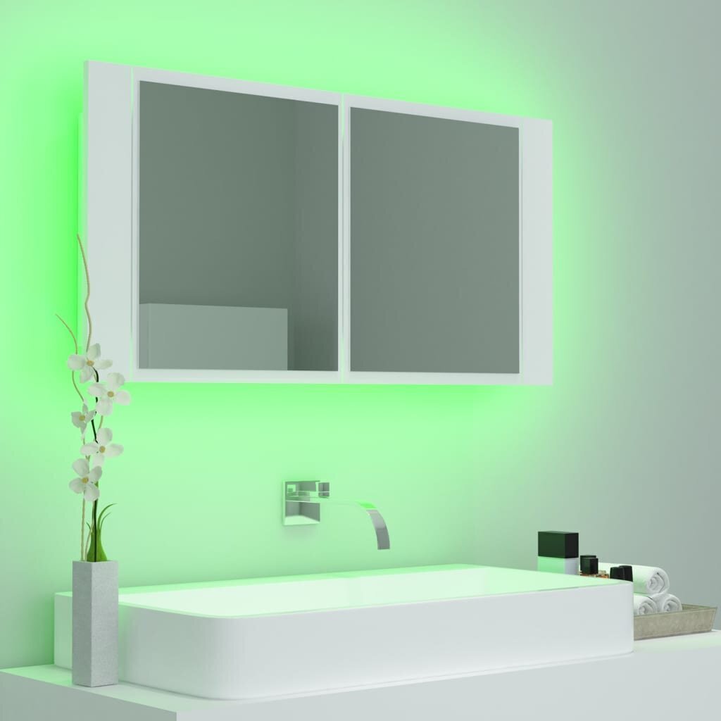 Vonios spintelė vidaXL LED 90, balta kaina ir informacija | Vonios spintelės | pigu.lt