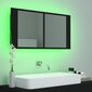 Vonios spintelė vidaXL LED 90, juoda цена и информация | Vonios spintelės | pigu.lt