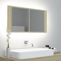 Vonios spintelė vidaXL LED 90, ruda цена и информация | Шкафчики для ванной | pigu.lt