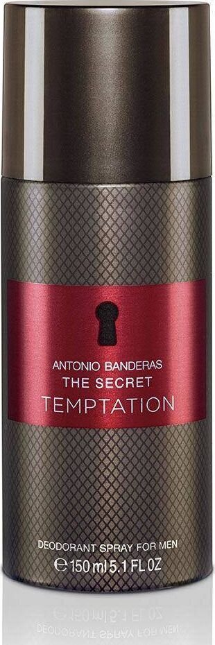 Purškiamas dezodorantas Antonio Banderas The Secret Temptation dezodorant spray vyrams, 150 ml kaina ir informacija | Parfumuota kosmetika vyrams | pigu.lt