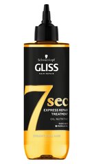 Восстанавливающая маска для волос Schwarzkopf Gliss 7sec Express Oil Nutritive 200 мл цена и информация | Средства для укрепления волос | pigu.lt