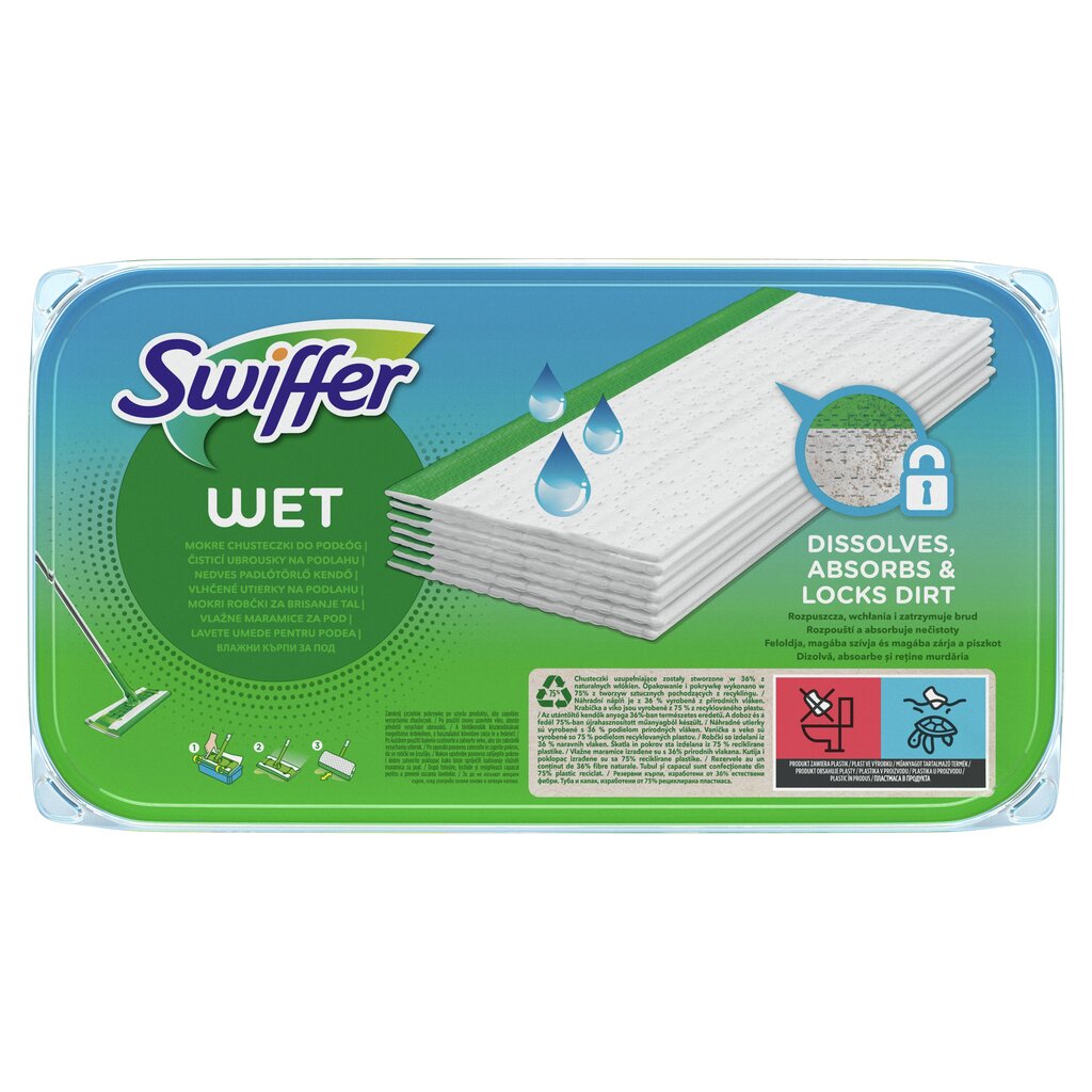 Swiffer Sweeper šlapios šluostės, papildymas 10vnt цена и информация | Valymo reikmenys ir priedai | pigu.lt