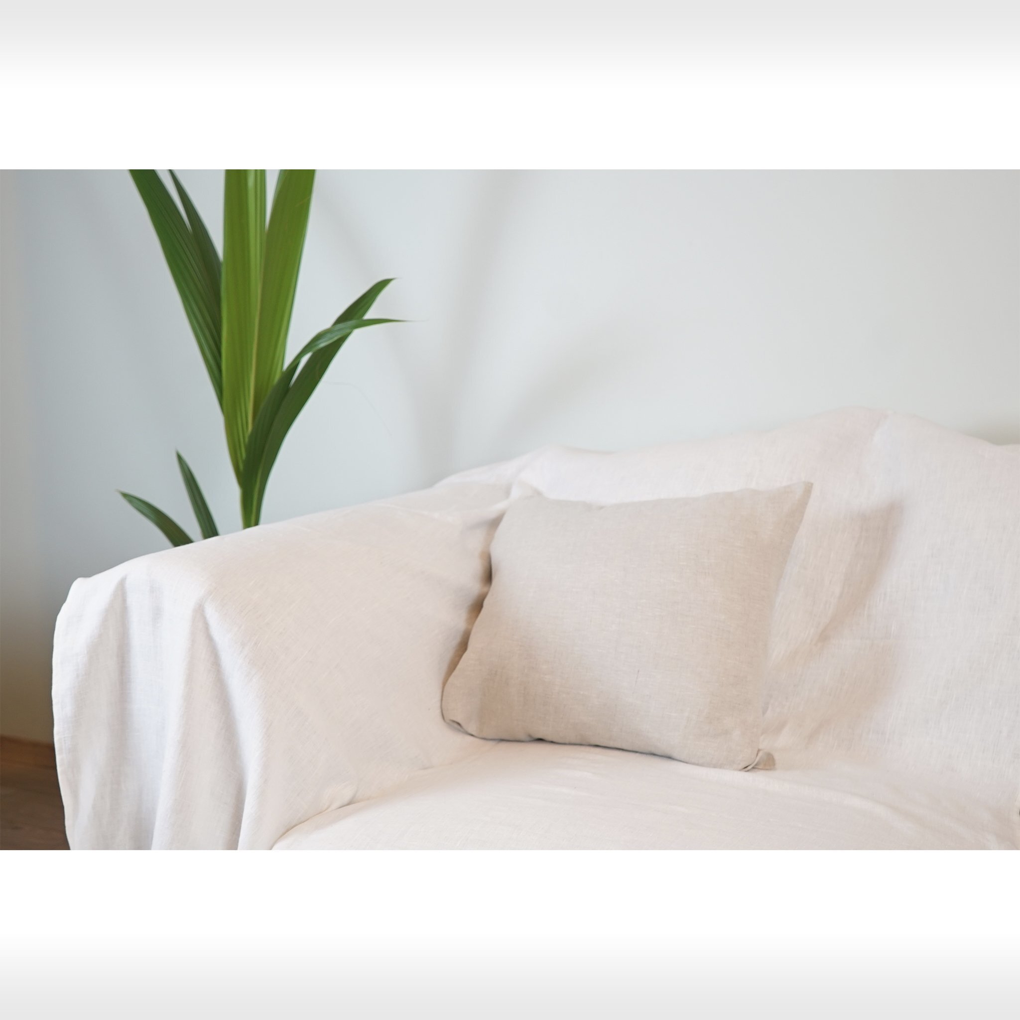 Natūralaus minkštinto lino sofos užtiesalas, natūralios spalvos kaina |  pigu.lt