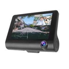 Авто видео регистратор Riff Full HD DVR G-Sensor c 3 камерами и заднего вида LCD 4'', черный цена и информация | Видеорегистраторы | pigu.lt