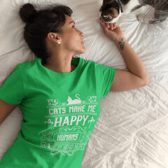 Moteriški marškinėliai Cats make me happy цена и информация | Оригинальные футболки | pigu.lt