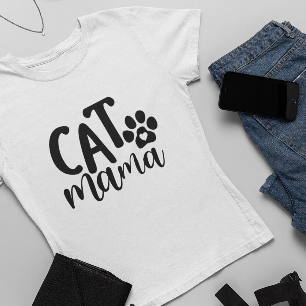 Moteriški marškinėliai Cat mama kaina ir informacija | Originalūs marškinėliai | pigu.lt