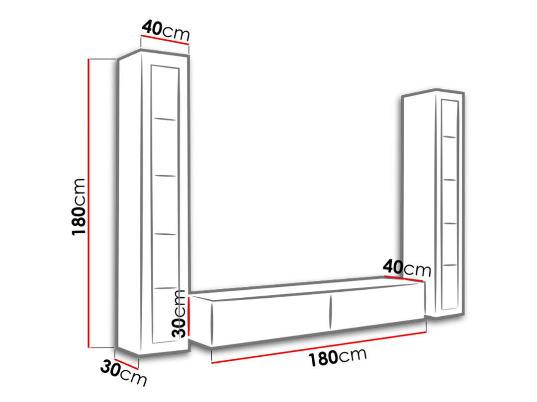 Sekcija Vigo II, 300x40x180 cm kaina ir informacija | Sekcijos | pigu.lt