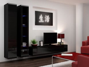 Sekcija Cama Meble Vigo 3 LED, juoda kaina ir informacija | Sekcijos | pigu.lt