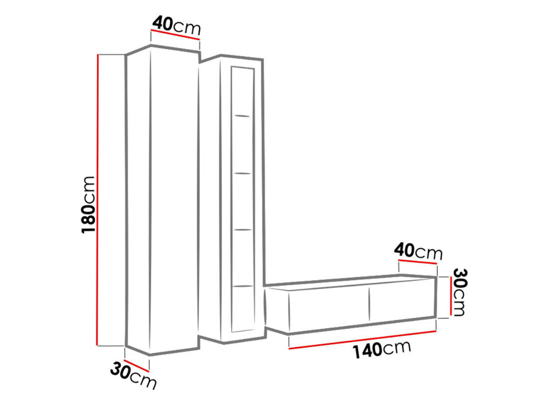 Sekcija Cama Meble Vigo 10 LED, pilka цена и информация | Sekcijos | pigu.lt