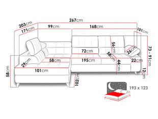 Kampinė sofa-lova Nord kaina ir informacija | Minkšti kampai | pigu.lt