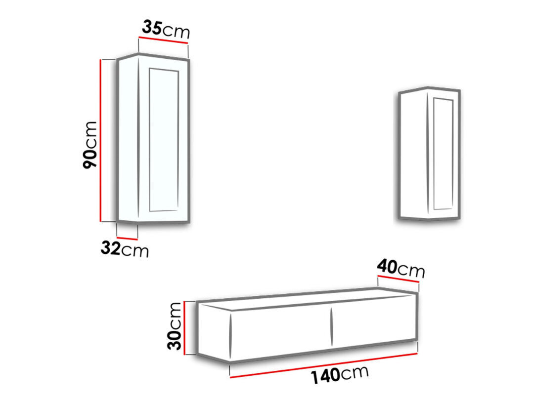 Sekcija Vigo VIII + LED apšvietimas, 210x40x180 cm kaina ir informacija | Sekcijos | pigu.lt