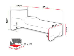 Кровать Caren, 80x180 см цена и информация | Кровати | pigu.lt